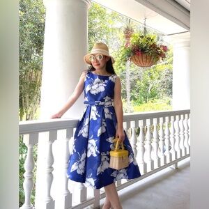 Eliza J blue white floral dress Sz 6